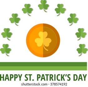 St. Patrick's emblem with gold coin. Eps 10