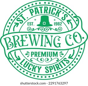 St. Patrick's est.1982 Brauerei Co. T-Shirt-Design mit Premium-Glück