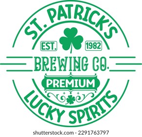 St. Patrick's est.1982 Brauerei Co. T-Shirt-Design mit Premium-Glück