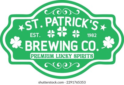 St. Patrick's est.1982 Brauerei Co. T-Shirt-Design mit Premium-Glück