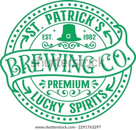 St. patrick's est.1982 brewing co. premium lucky spirits t-shirt design