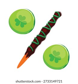 St Patricks font candy punctuation percent symbol. Saint Patrick day typeset vector punctuation mark, March holiday typeface element. Spring alphabet type sign with holiday dessert or sweet candy