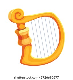 Tipo de fonte St Patricks letra de harpa dourada D. Símbolo de vetor de fonte de feriado de primavera, sinal de tipo folk irlandês. Letra do alfabeto do dia de São Patrício ou elemento de celebração de março com instrumento musical da Irlanda