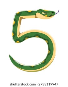 St Patricks fonte conjunto de serpentes número 5 cinco. Ireland Saint Patricks day holiday typography figura vetorial, símbolo numérico do tipo festivo irlandês. Número de fonte de celebração da primavera com animal de tremor verde
