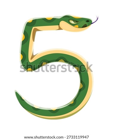 St Patricks font typeset snake number 5 five. Ireland Saint Patricks day holiday typography vector figure, Irish festive type numeral symbol. Spring celebration font number with green shake animal