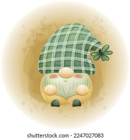 St. Patricks Gnomes Watercolor Clipart Vector Illustration 04