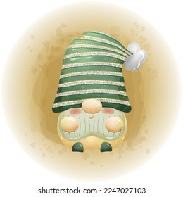 St. Patricks Gnomes Watercolor Clipart Vector Illustration 08
