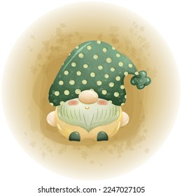 St. Patricks Gnomes Watercolor Clipart Vector Illustration 01