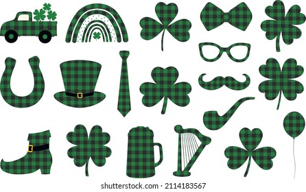 St Patricks green buffalo plaid vector illustration	