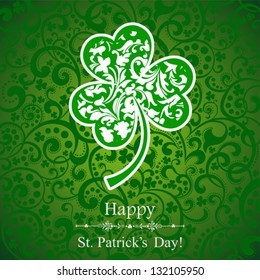 St. Patrick's greeting card. St. Patricks day background with clover. Vector Illustration