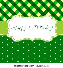 St. Patrick's greeting card. St. Patricks day background with clover. Vector Illustration