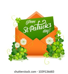 St. Patrick's greeting card in orange envelope