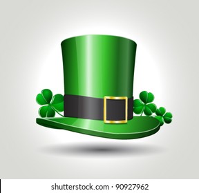 St. Patrick's hat with clover, vector illustration