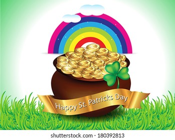  st patrick's hat with golden ribbon vector illustration 