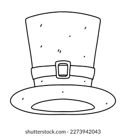 St. Patrick's hat in hand drawn doodle style. Vector illustration isolated on white.