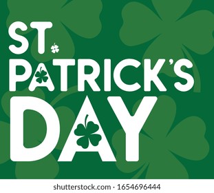 St. Patrick's history. Vector illustration for design with clover. Green clover symbol of St. Patrick's Day on dark green background.