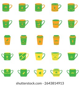 St. Patrick's Holiday Mug Icons. Easy To Edit. EPS 10
