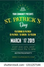 St Patrick's Holiday Party Poster & Flyer Invitation Design