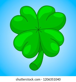 St. Patrick's Holidays Four Leaf Clover. Lucky Symbol and Irish Mascot for St. Patrick's Holidays. Vector Illustration in Cartoon Style for Your Design, Game, Card.