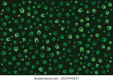 st patricks irish green leaf seamless pattern on dark green background