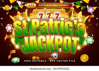 st patrick's jackpot 3d text effect and editable text effect whit spin and st patrick's day element