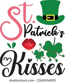 st. patrick's kisses svg design