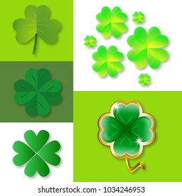St Patrick's leafs icons set vector