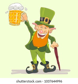 st Patricks leprechaun with beer vector illustration