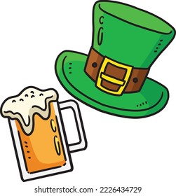 St. Patricks Leprechaun Hat and Beer Clipart 