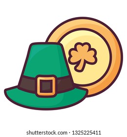 st patricks leprechaun hat with clover coin