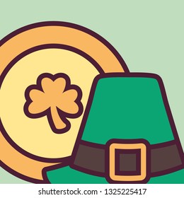 st patricks leprechaun hat with clover coin