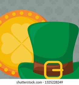 st patricks leprechaun hat with clover coin