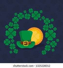 st patricks leprechaun hat with clover coin