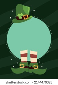 st patricks, leprechaun legs and hat badge