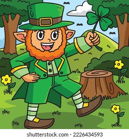 St. Patricks Leprechaun Shamrock Colored Cartoon