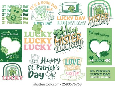 St Patricks Lucky Day Vector Illustrator Bundle Design 