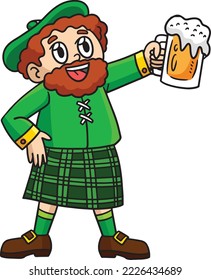 St. Patricks Man Drinking Beer Cartoon Clipart 