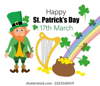 St. Patrick's Day banner on white Background with text space. Website Background or Banner 