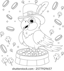 St Patrick's Parrot Line Art design.