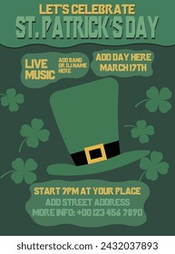 St Patrick's party poster  flyer social media post design