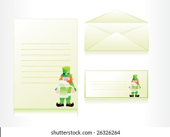 st. patricks postal card, letterhead, mailing card