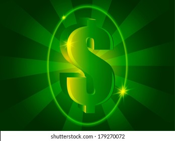 St. Patrick's Rich Dollar sign with abstract green background