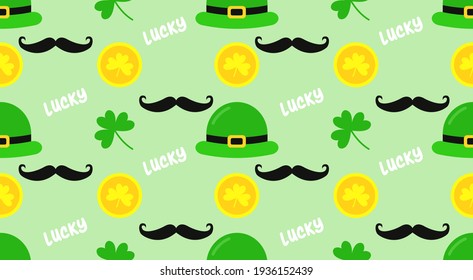 St. Patrick's seamless pattern design, pattern for textille printing, wallpaper and others with flat style