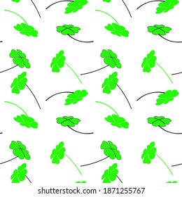 st patrick's seamless pattern. Green vector clover leaves endless background.