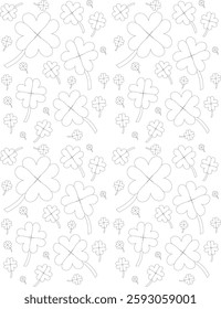 St Patrick's Shamrock 4 Leaf Clover Pattern Adult and Kids Coloring Page