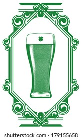 st patrick's shield with glass of beer