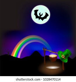 St Patrick's treasures. light rainbows. Glitter of treasures .