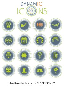 St Patricks vector icons on white background with dynamic lines for animation for web and user interface design
