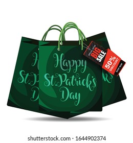 St. Patrick's. Vector illustration for design with clover. Vector hand lettering saint patrick's day greetings card with clover shapes and branches.