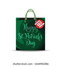 St. Patrick's. Vector illustration for design with clover. Vector hand lettering saint patrick's day greetings card with clover shapes and branches.